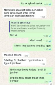 Bukti Chat kurir bersama pelanggan