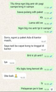 Bukti Chat kurir bersama pelanggan