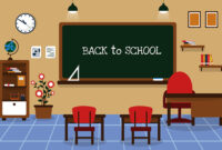 Back to School Class Classroom Blackboard Table Chair Education Illustration