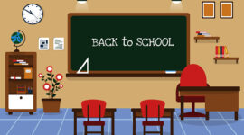 Back to School Class Classroom Blackboard Table Chair Education Illustration